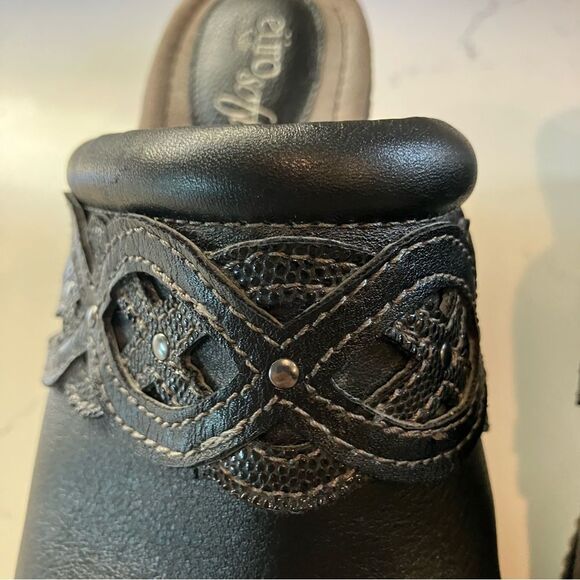 Euro Soft by Sofft Mule Heels Leather Slip On Shoes Black Clogs Womens Size 8 - Picture 8 of 13